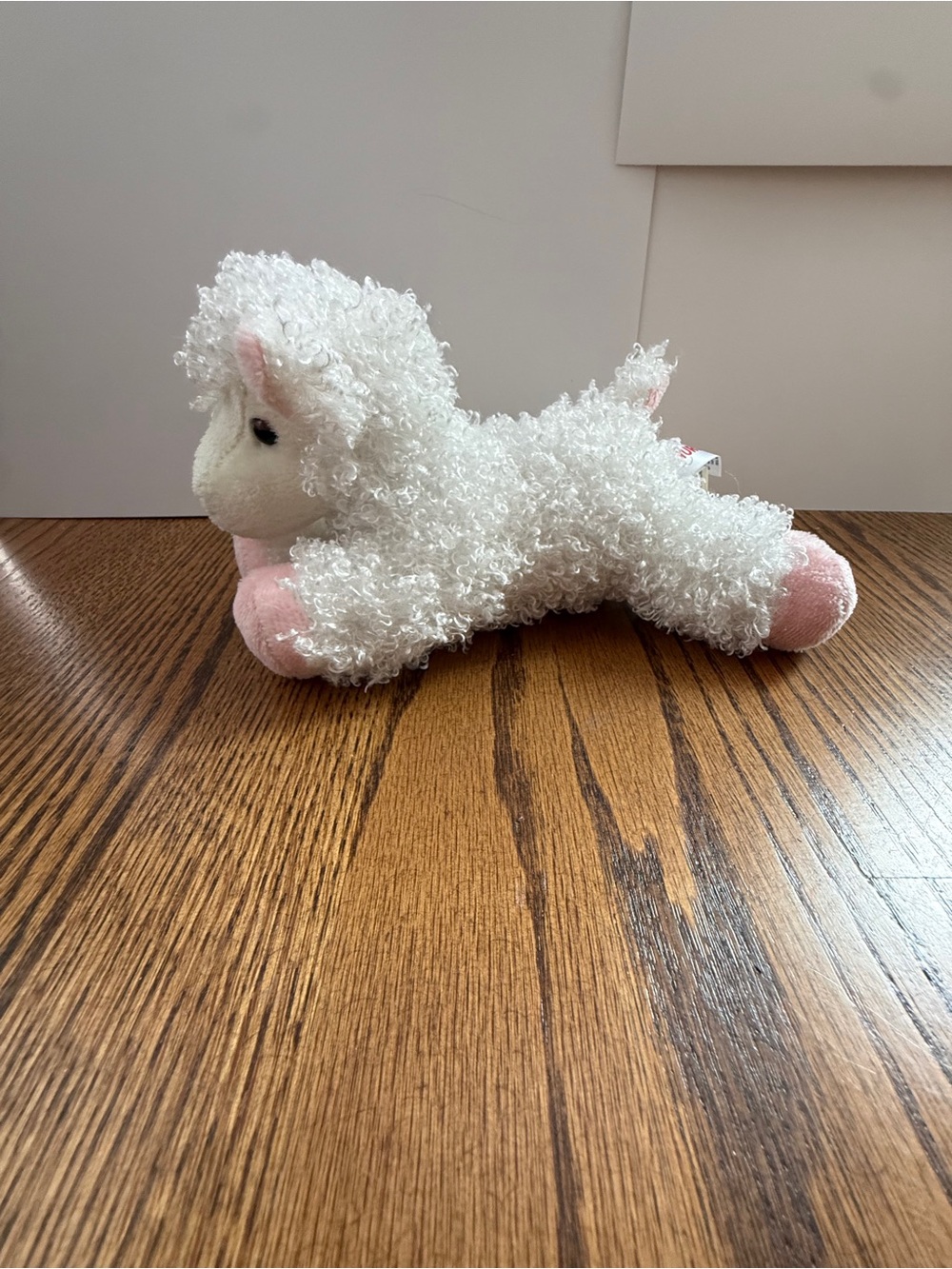 NWOT Aurora White Curly Lamb Plush with Pink Accents - Stuffed Animal